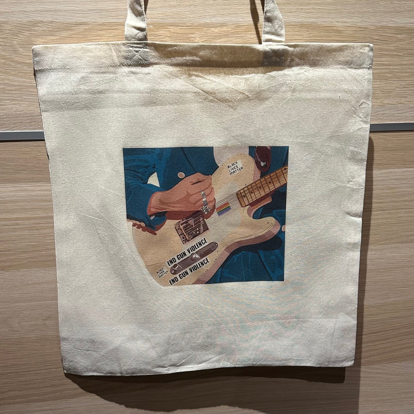 harry tote bag guitar with stickers