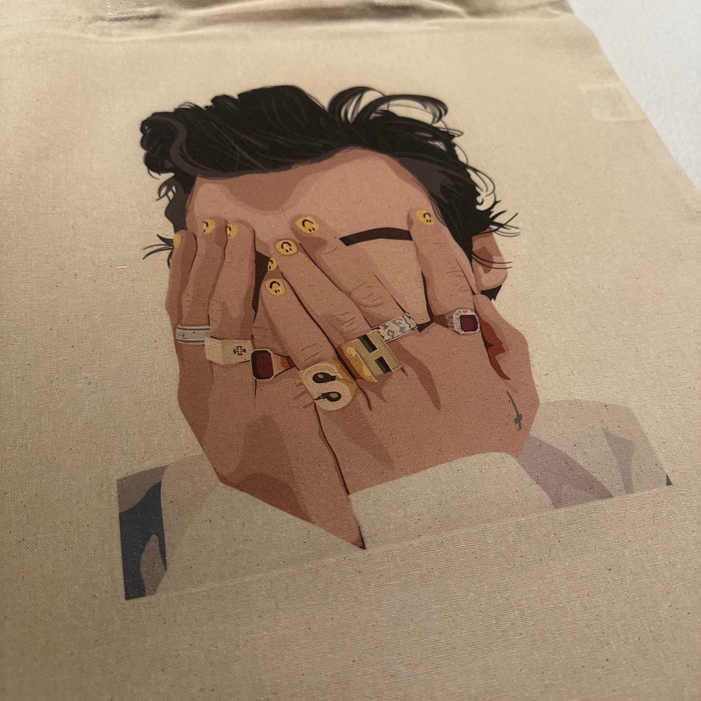 harry tote bag smiley nails