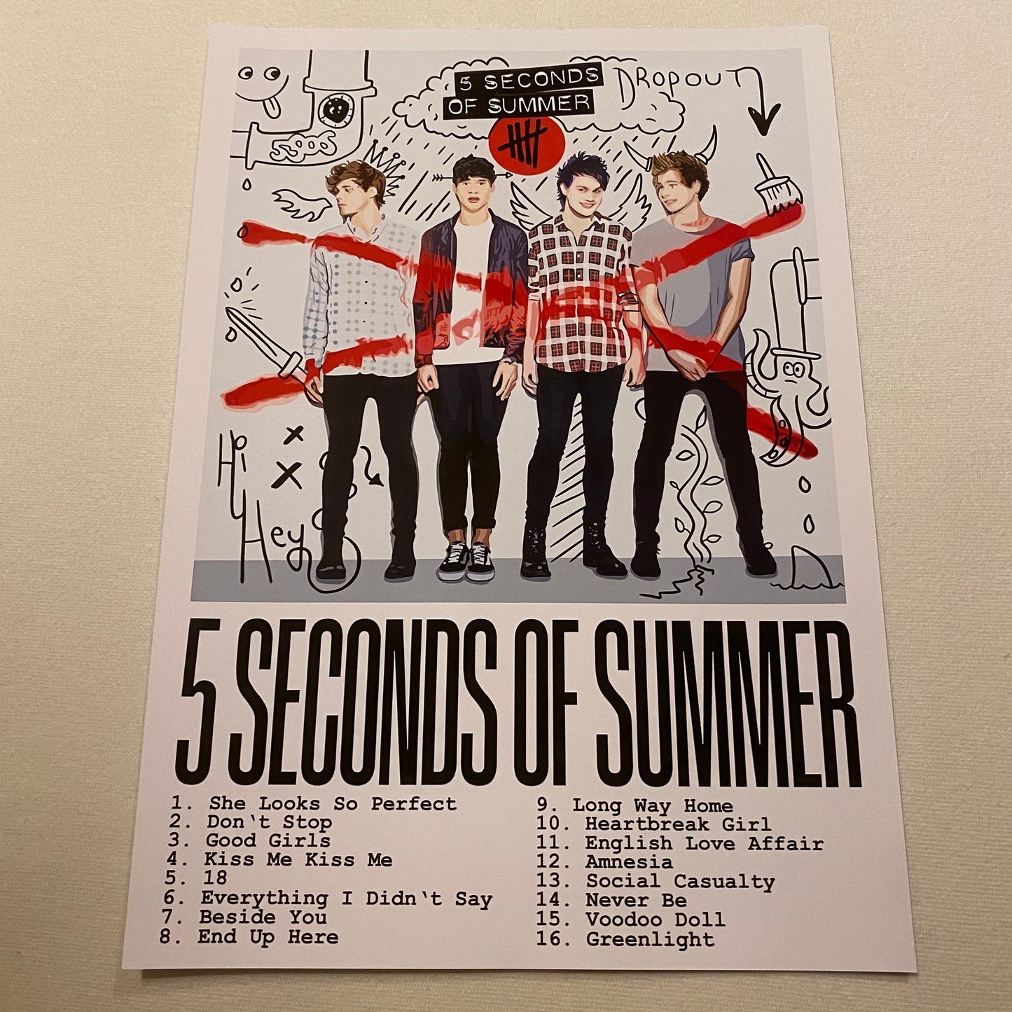 Art Print - Album: 5 Seconds of Summer / 5SOS / Luke / Calum / Michael / Ashton