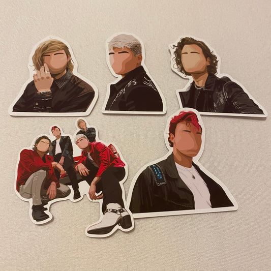 Stickers - 5 Seconds of Summer / 5SOS / Luke / Calum / Michael / Ashton / Band / Illustrations