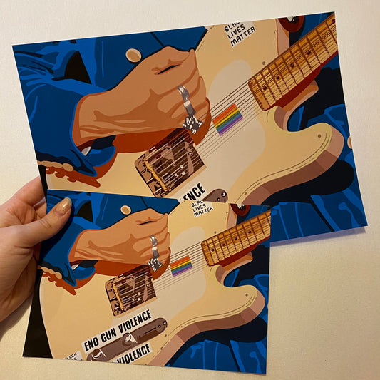 Art Print - HS / Harry / Guitar with stickers / Illustration