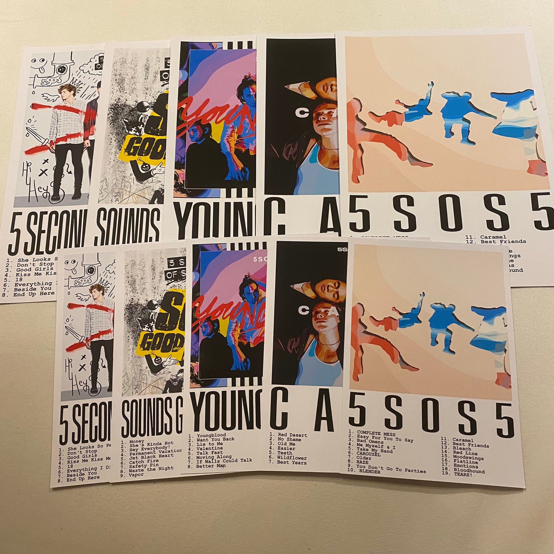 Art Print Collection - 5 Seconds of Summer / Sounds Good Feels Good / Youngblood / CALM / 5SOS5 / 5SOS / Luke / Calum / Michael / Ashton