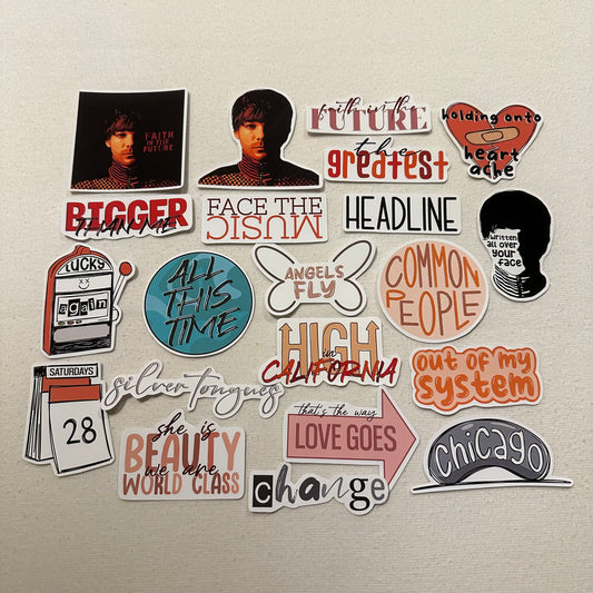 Stickers - Album: Faith in the Future / Louis / LT / Bigger Than Me / Single