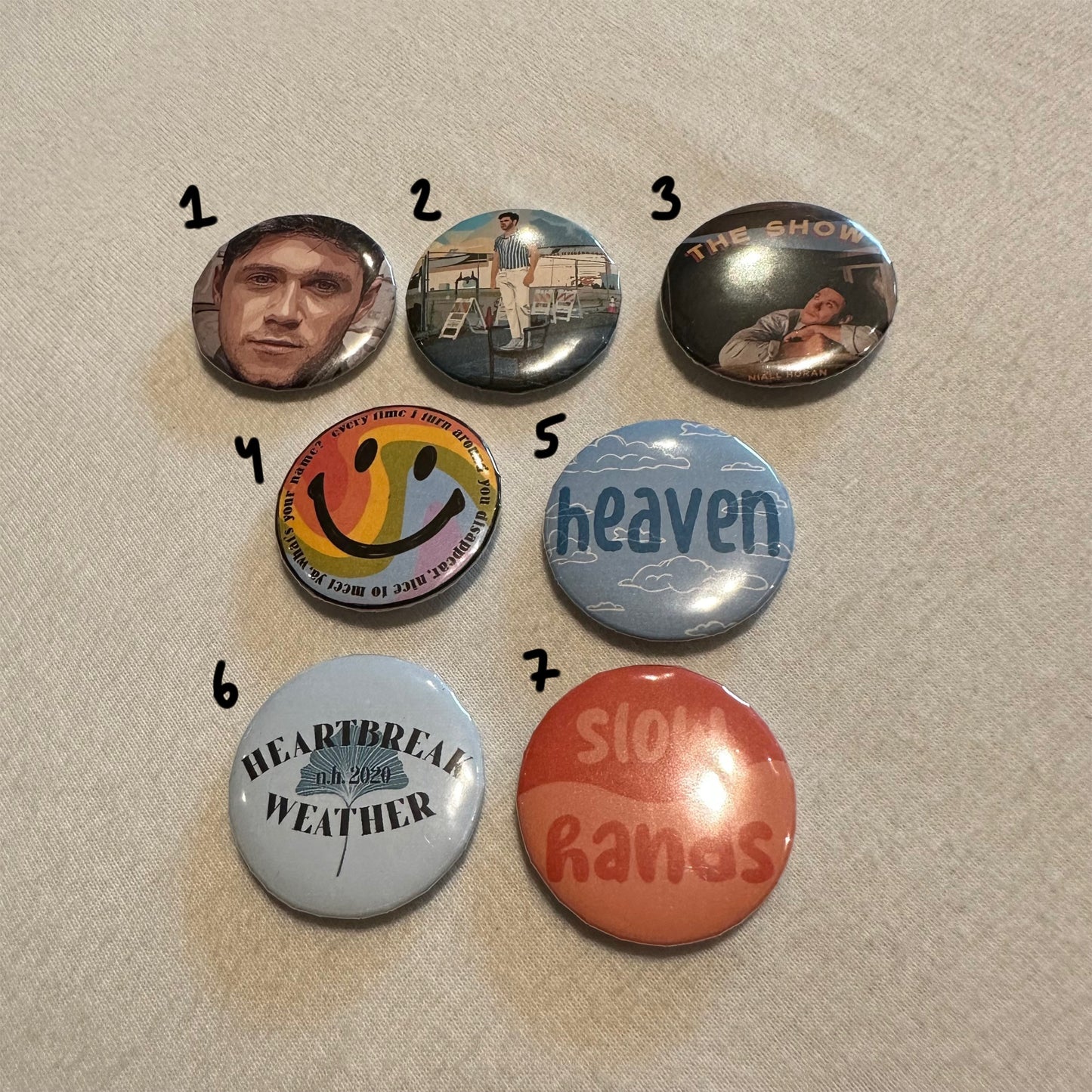 Badges / Buttons - Niall / NH / Flicker / Heartbreak Weather / The Show